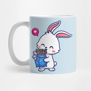 Cute Rabbit Holding Carrot Cartoon Mug